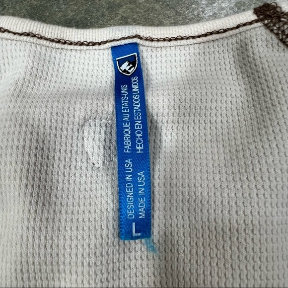 Kuhl Tan Thermal Henley Waffle Knit Scoopneck Long Sleeve Top Women's Sz L Base - Picture 4 of 10